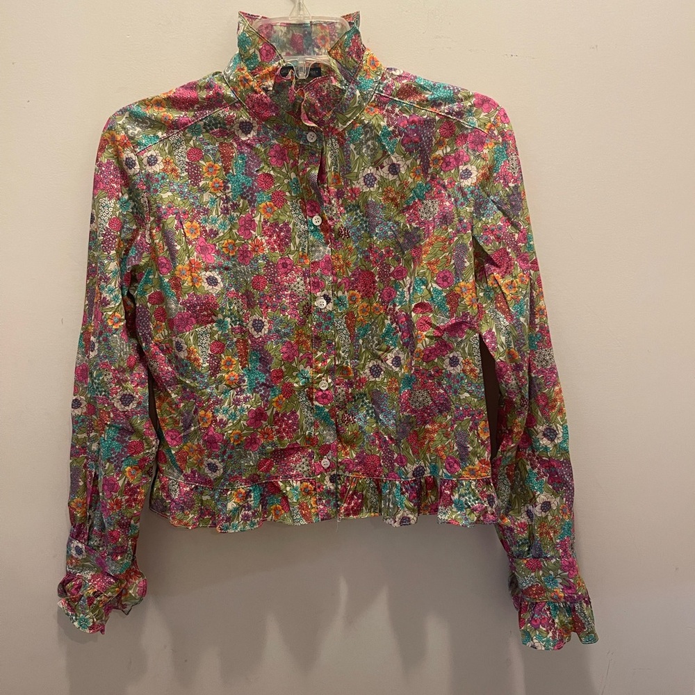 Gilber Gilmore Ruffled Button Down Floral Shirt